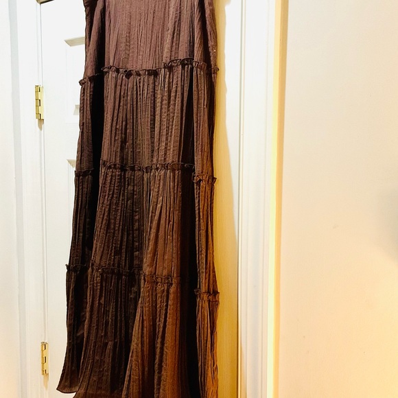 BCBGMaxAzria Brown Tiered Maxi Skirt Resort Wear - Picture 4 of 4